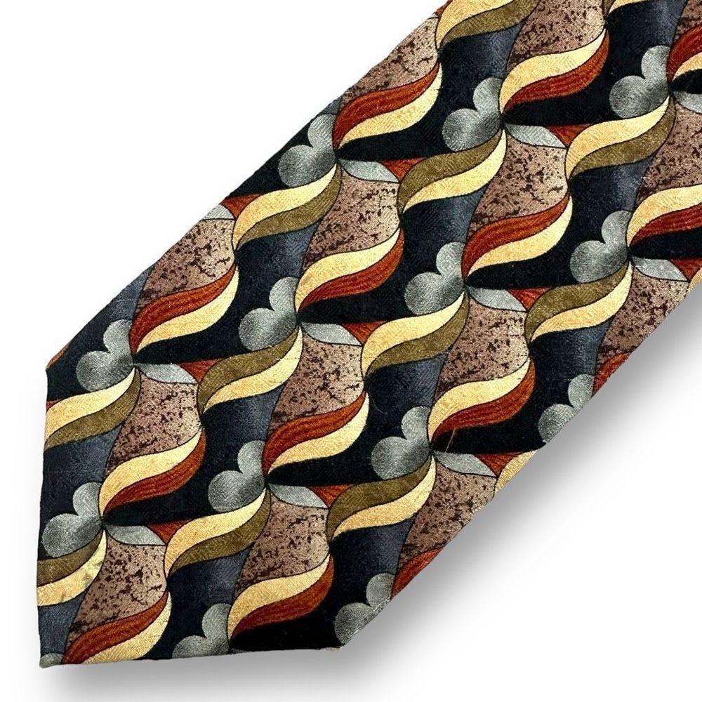 Jimmy V Men's Necktie Retro Abstract Print 100% Silk Lesley Visser Collection